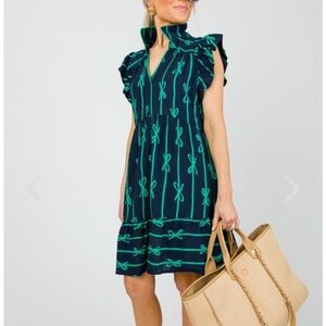 NWTNavy and Green Bow Print Dress